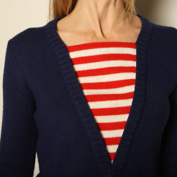 Vintage 60's Mod Trompe L'oeil Knit Sailor Sweater