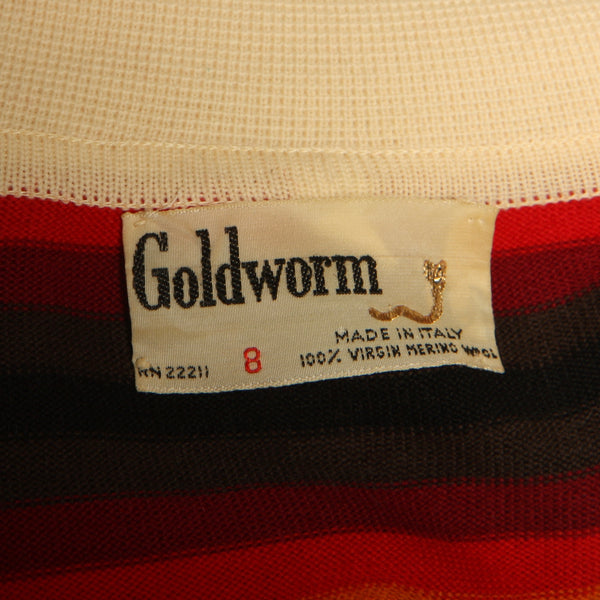 Vintage 60's Goldworm Italy Merino Wool Striped Mini Dress