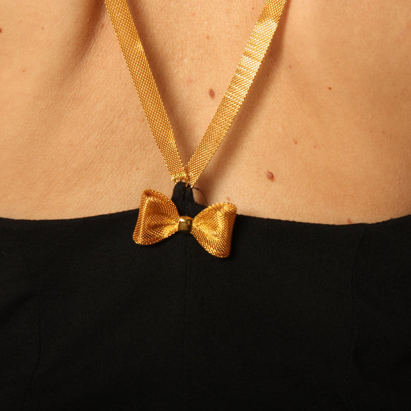 Deadstock Vintage 90's Gold Chain Strap LBD Mini Dress