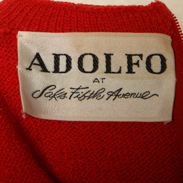 Vintage 80's Adolfo Saks Fifth Ave Polka Dot Knit Dress