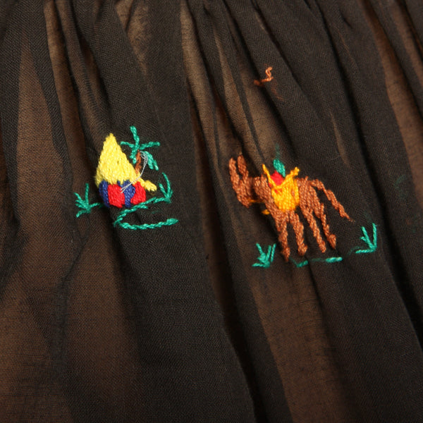Vintage 50s 60s Hand Embroidered Haitian Voile Trapeze dress