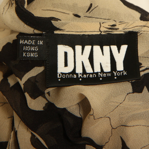Vintage 90's Romantic Silk Chiffon Poppies DKNY Babydoll Dress
