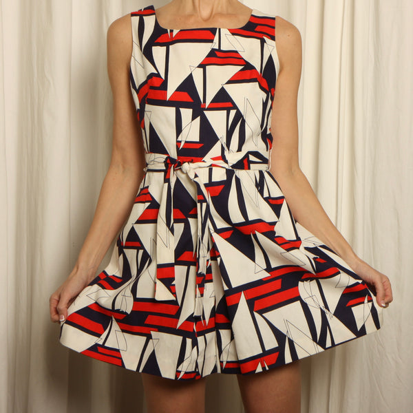 Deadstock Vintage 60's Sailboat Print Nautical Romper
