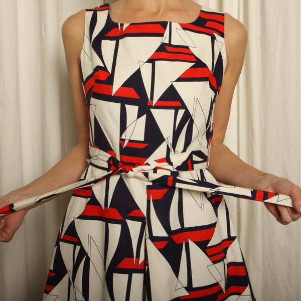 Deadstock Vintage 60's Sailboat Print Nautical Romper