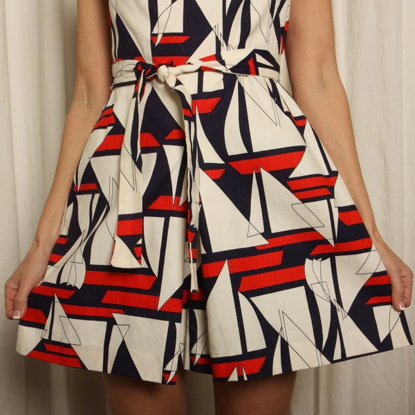 Deadstock Vintage 60's Sailboat Print Nautical Romper
