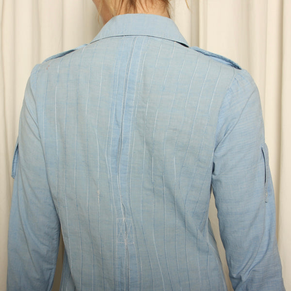 Vintage 70's Joseph Magnin India Cotton Pin-tuck Shirt Dress