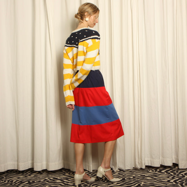 Vintage 80's Trompe L'oeil Bandana Crop Cotton Sweater