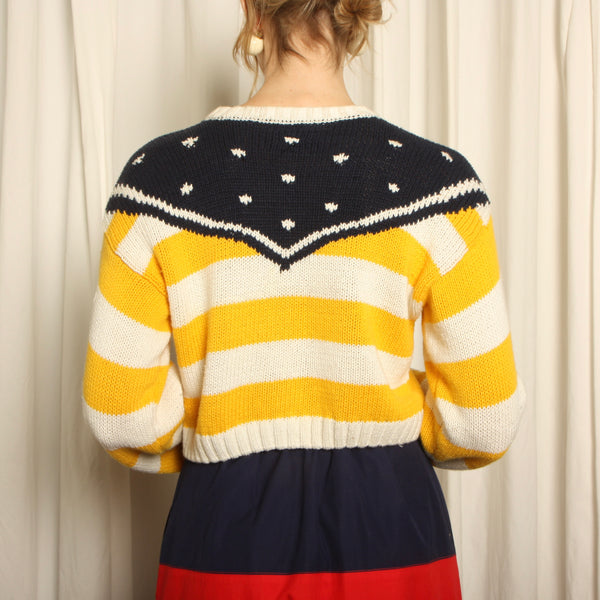Vintage 80's Trompe L'oeil Bandana Crop Cotton Sweater