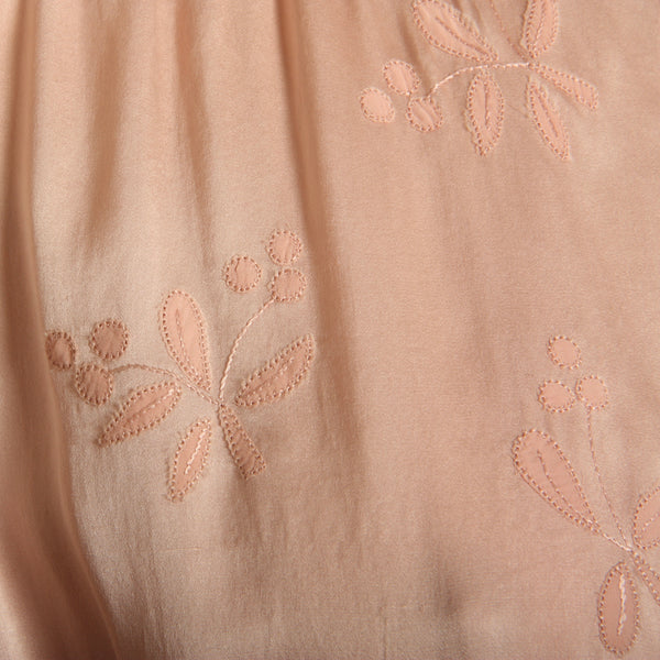 Vintage 40's Shell Pink Silk Charmeuse Applique Bias Dress