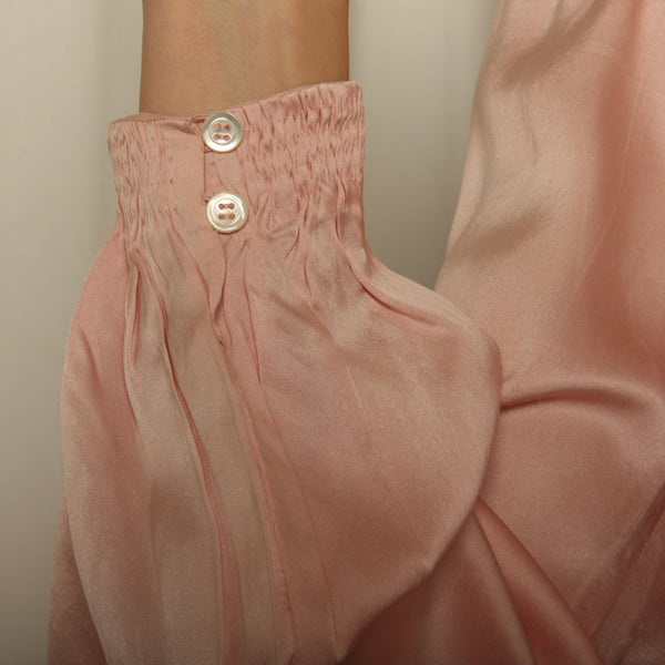 Vintage 40's Shell Pink Silk Charmeuse Applique Bias Dress