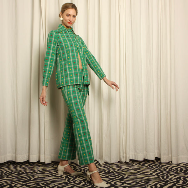 Vintage 70's Anne Klein Reversible Jacquard Pants + Jacket Set