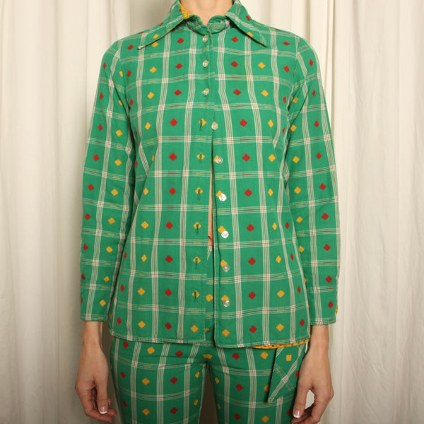 Vintage 70's Anne Klein Reversible Jacquard Pants + Jacket Set