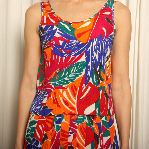 Vintage 80's Albert Nipon Crinkle Silk Resort Ensemble