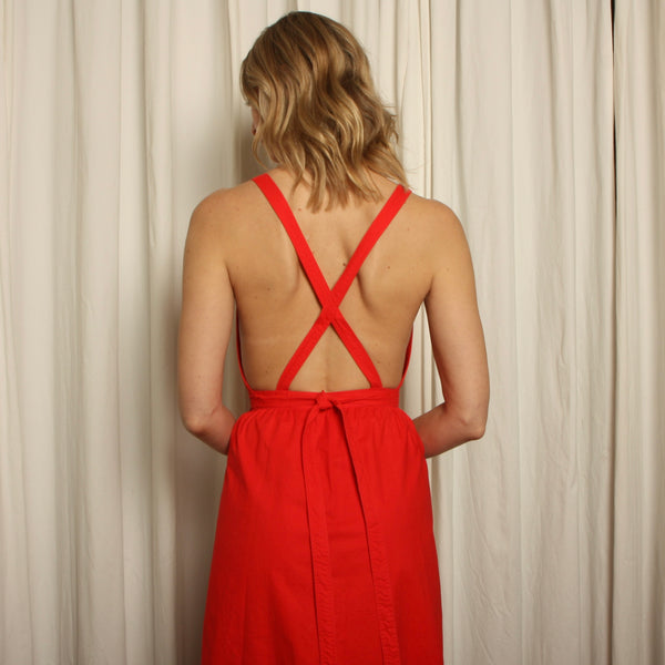 Vintage 70's Calvin Klein Minimalist Cotton Apron Wrap Dress