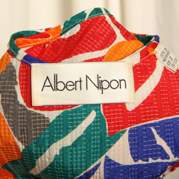 Vintage 80's Albert Nipon Crinkle Silk Resort Ensemble