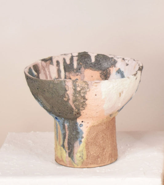Rainbow lava pedestal bowl