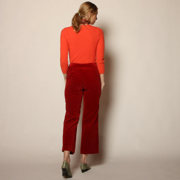 Vintage 60's Ruby Red Velvet Crop Flare Pants