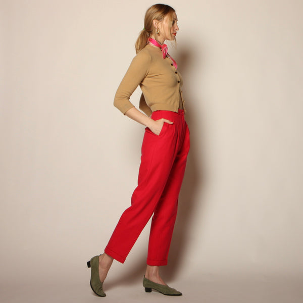 Vintage 80's Kenzo Rose Pink Wool Trouser Pants