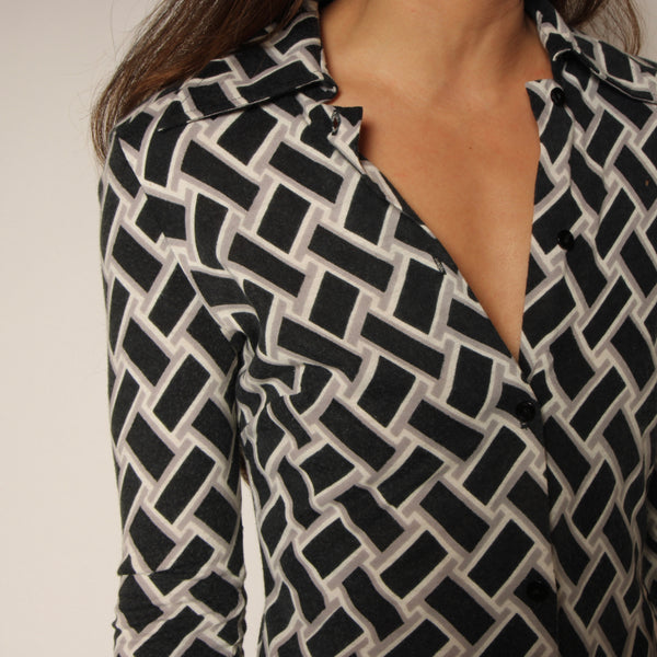 Vintage 70's Diane Von Furstenberg Italy Geometric Shirt Dress