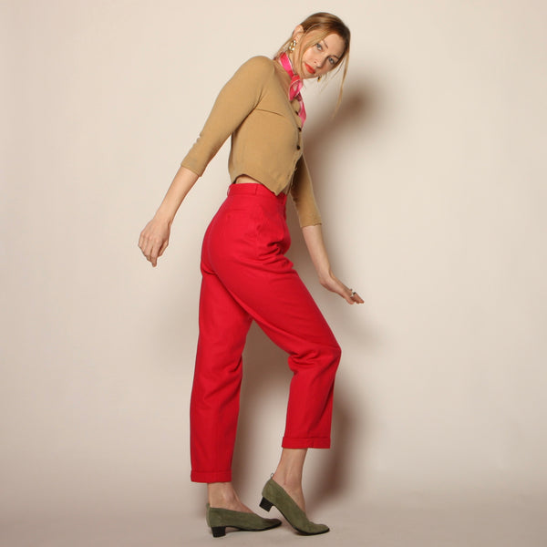 Vintage 80's Kenzo Rose Pink Wool Trouser Pants
