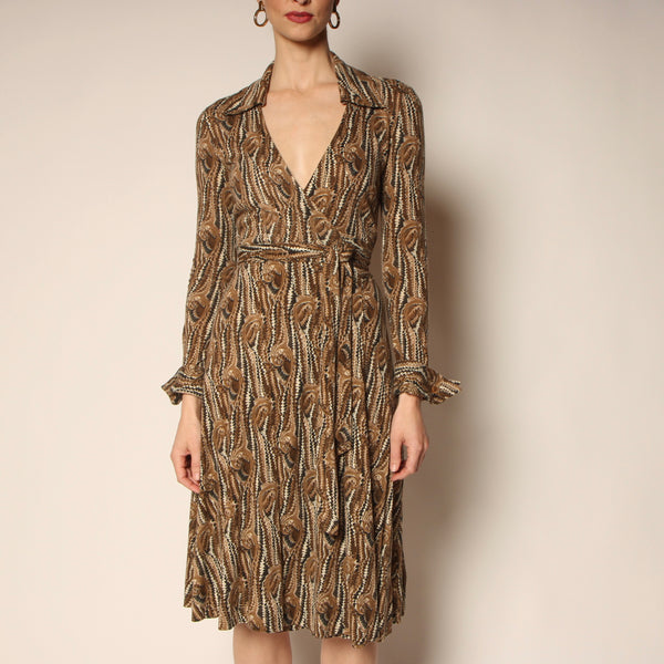 Vintage 70's Diane Von Furstenberg Italy Marbled Swirl Wrap Dress