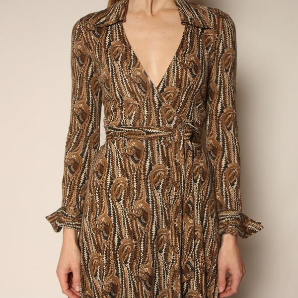 Vintage 70's Diane Von Furstenberg Italy Marbled Swirl Wrap Dress