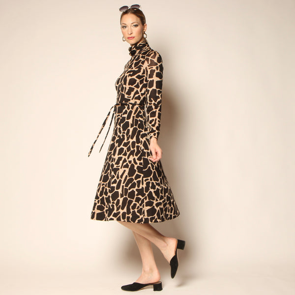 giraffe print midi dress Orange Giraffe Print Racer Neck High Low Frill Hem Midi Dress AX Paris