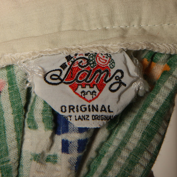 Vintage 60's Lanz Seersucker Folk Print Maxi Skirt