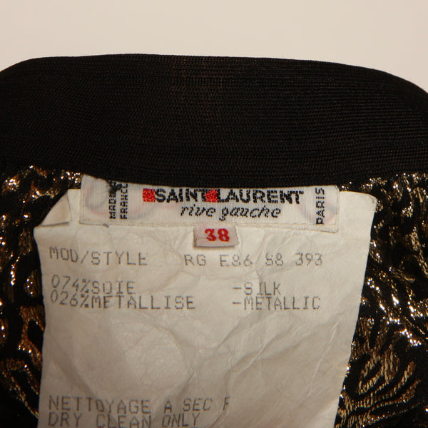 Vintage 70's Saint Laurent Metallic Silk Squiggle Blouse