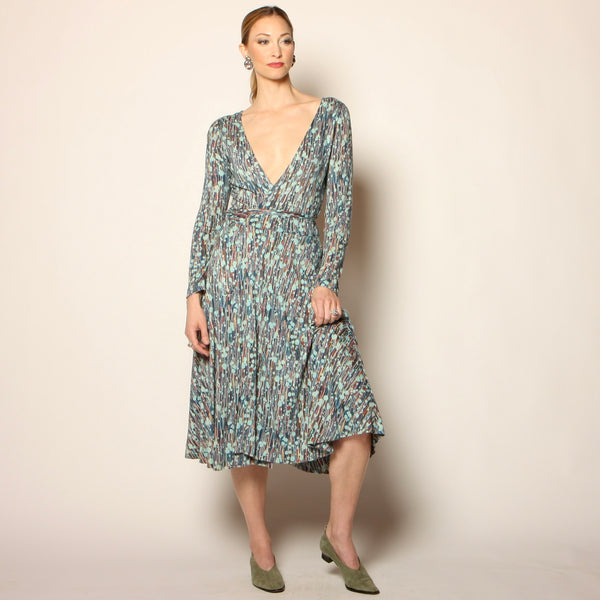 Vintage 70's Diane Von Furstenberg Italy Abstract Print Wrap Dress