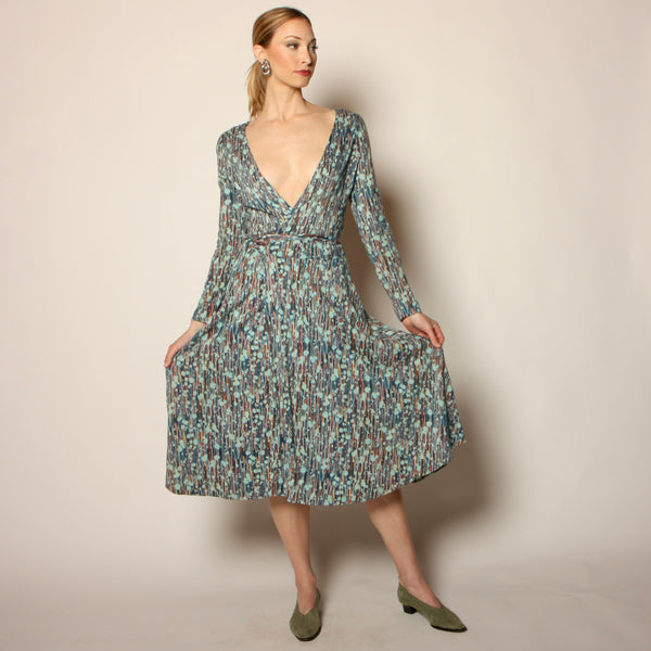Vintage 70's Diane Von Furstenberg Italy Abstract Print Wrap Dress