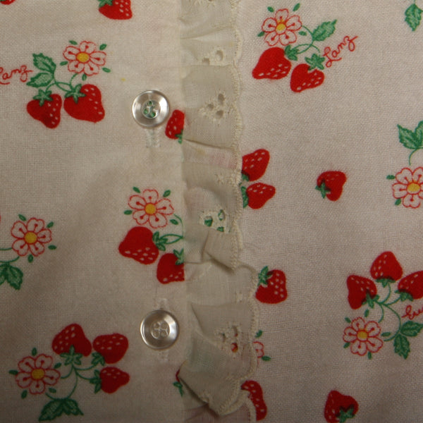 Deadstock Vintage 70's Lanz Flannel Strawberries Nightgown + Slippers Set