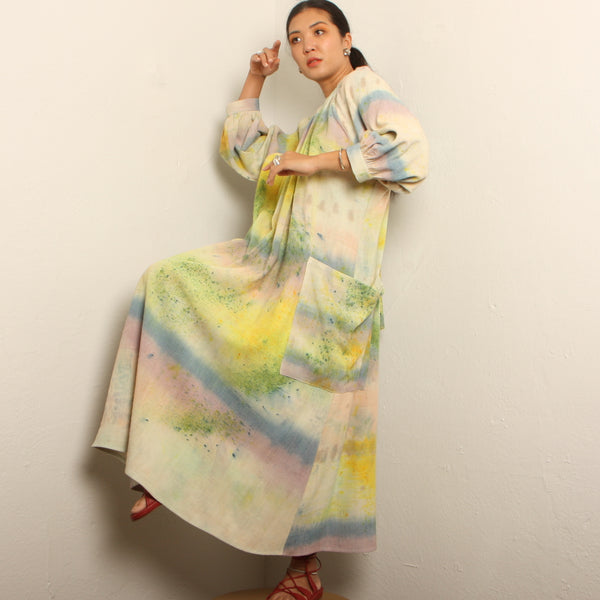 Trapeze Dress - Vintage Hand Painted Silk/Linen