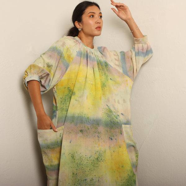 Trapeze Dress - Vintage Hand Painted Silk/Linen