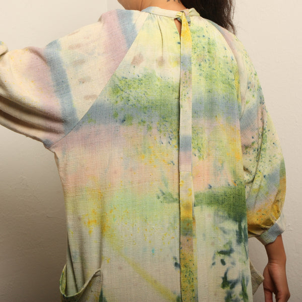 Trapeze Dress - Vintage Hand Painted Silk/Linen