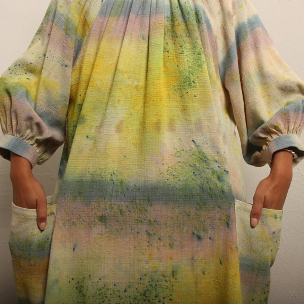 Trapeze Dress - Vintage Hand Painted Silk/Linen
