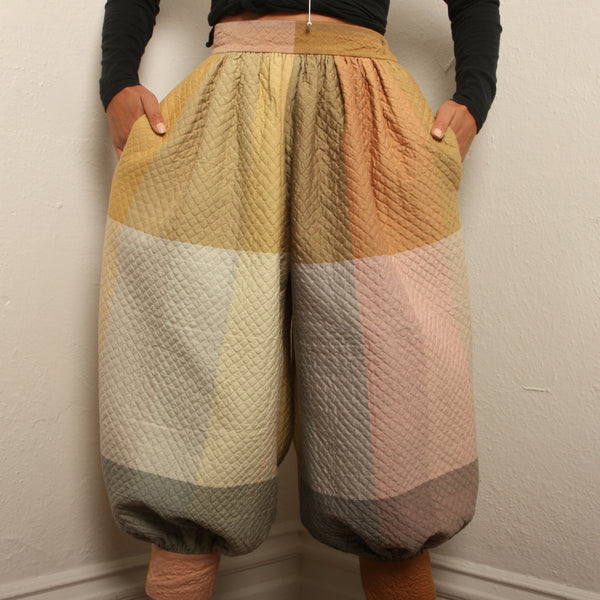 Quilted Silk Espadrille Balloon Pants