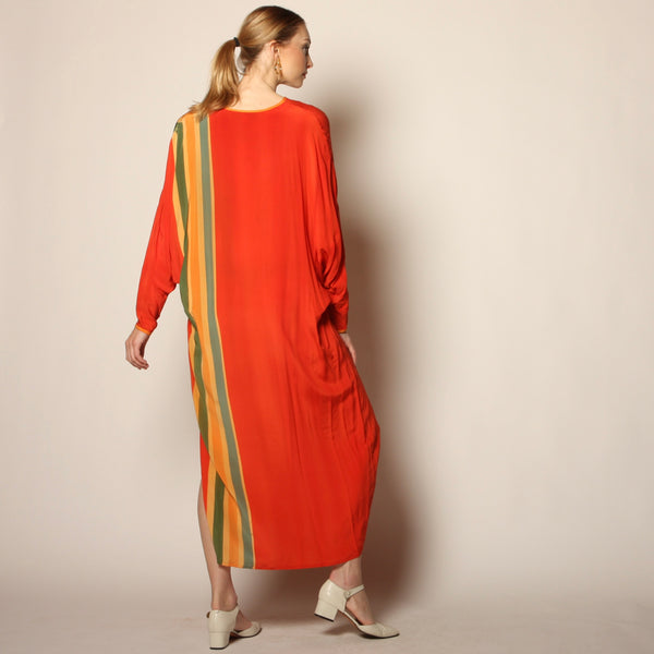 NWT Vintage 70's I. Magnin Hand Striped Silk Cocoon Dress