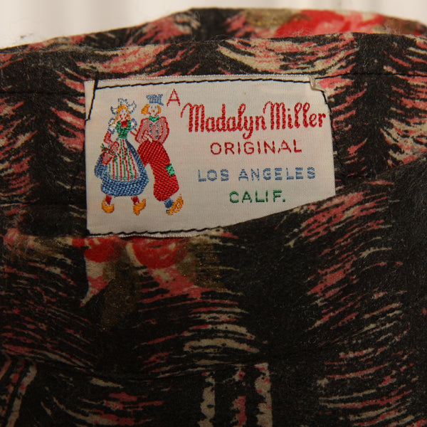 Rare Vintage 40's/50's Madalyn Miller Trompe L'oeil Paper Circle Skirt