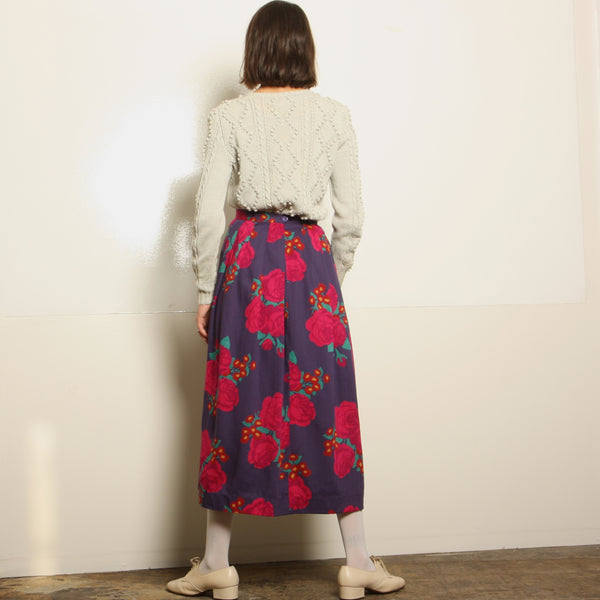 Vintage 80's Laura Ashley Wool Roses Garden Skirt