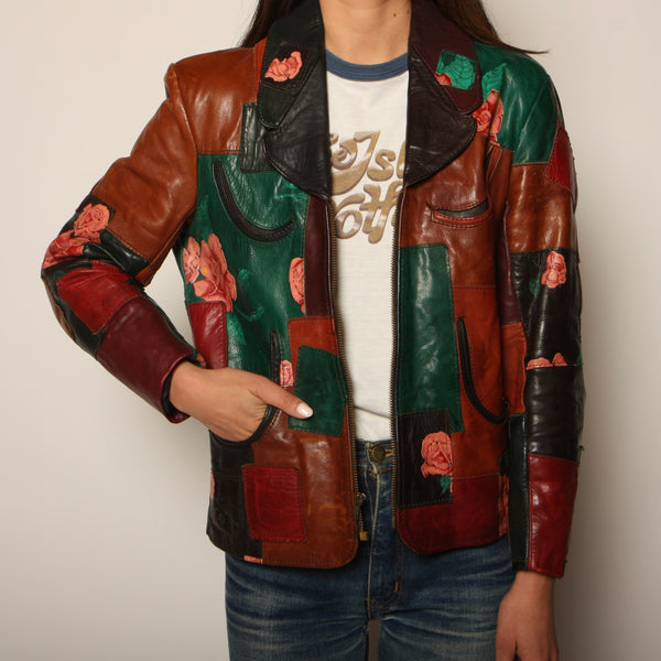 Vintage 70's Gandalf The Wizard Patchwork Leather Jacket