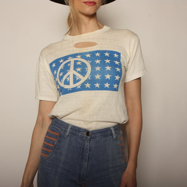 Rare Vintage 60's Peace Sign Hippie Protest Tee