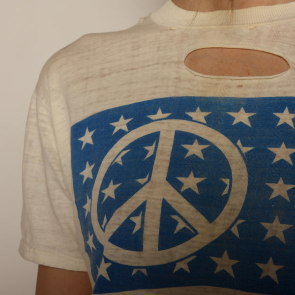 Rare Vintage 60's Peace Sign Hippie Protest Tee