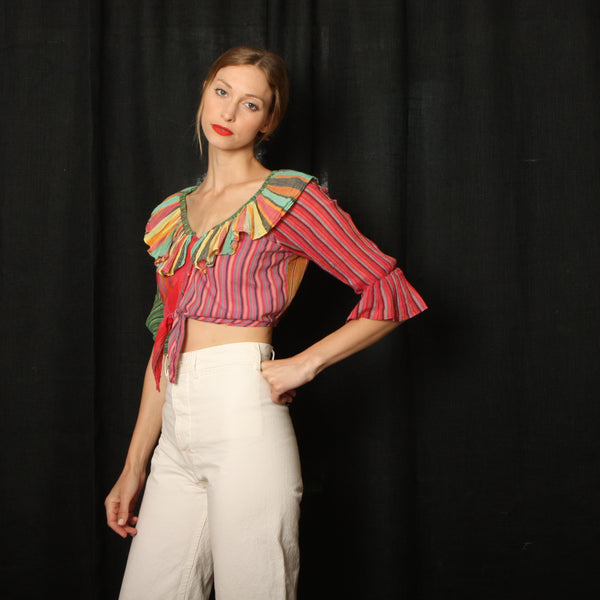 Vintage 70's Cotton Gauze Rainbow top