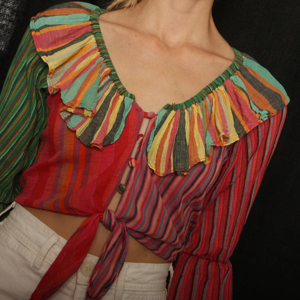 Vintage 70's Cotton Gauze Rainbow top