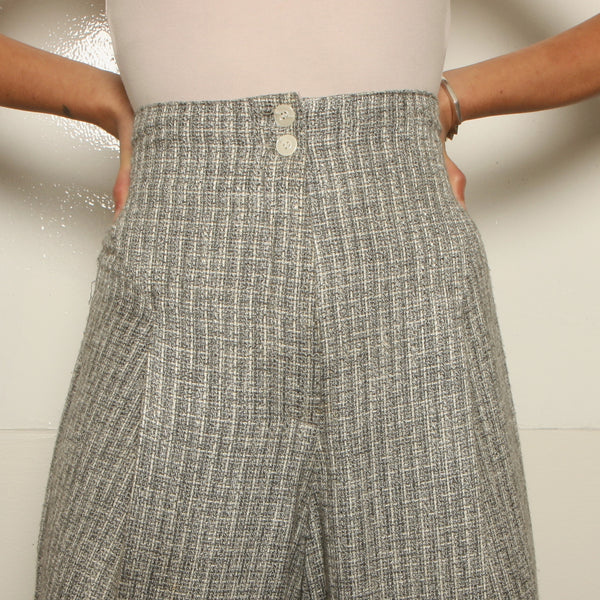 Vintage 80's Static Gray Woven Pleat Trousers
