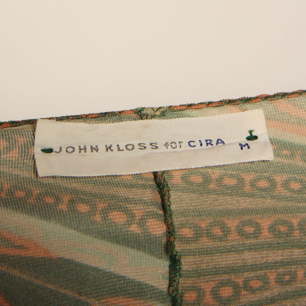 Vintage 70's John Kloss for Cira Peacock Feathers Maxi Dress