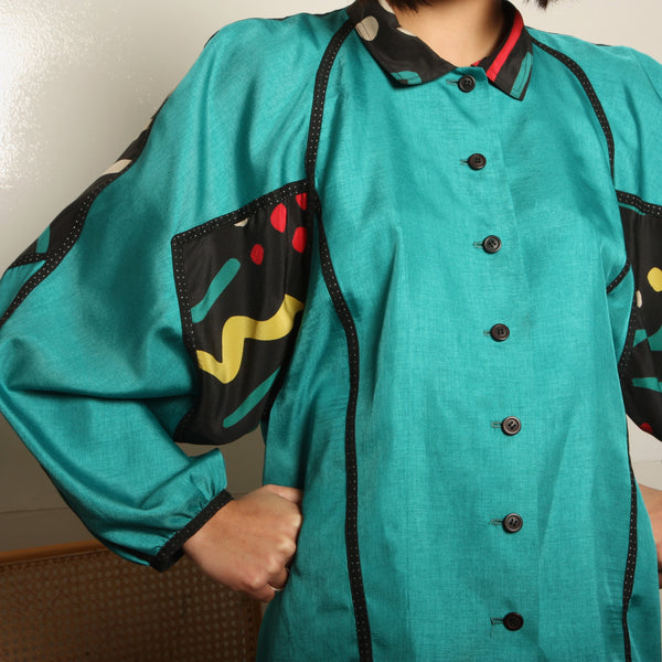 Vintage 80's Koos Couture Silk Shapes Blouse