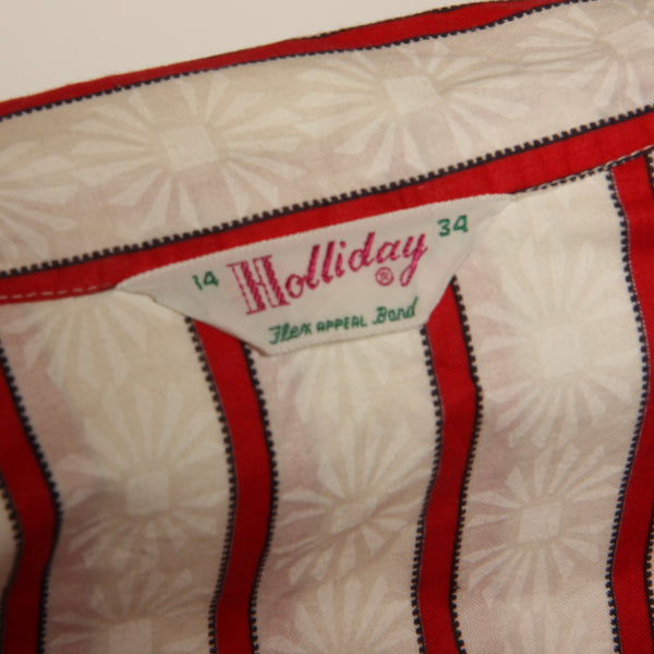 Vintage 50's Holliday Striped Cotton 2-Piece Pajama Set