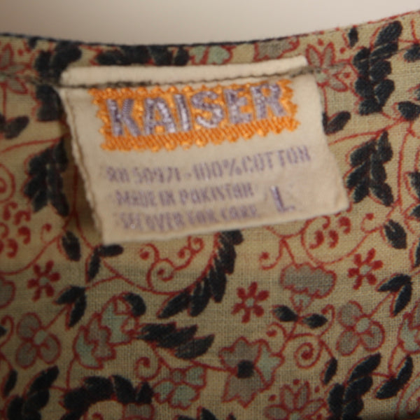 Vintage 70's India Cotton Gauze Block Print Midi Dress